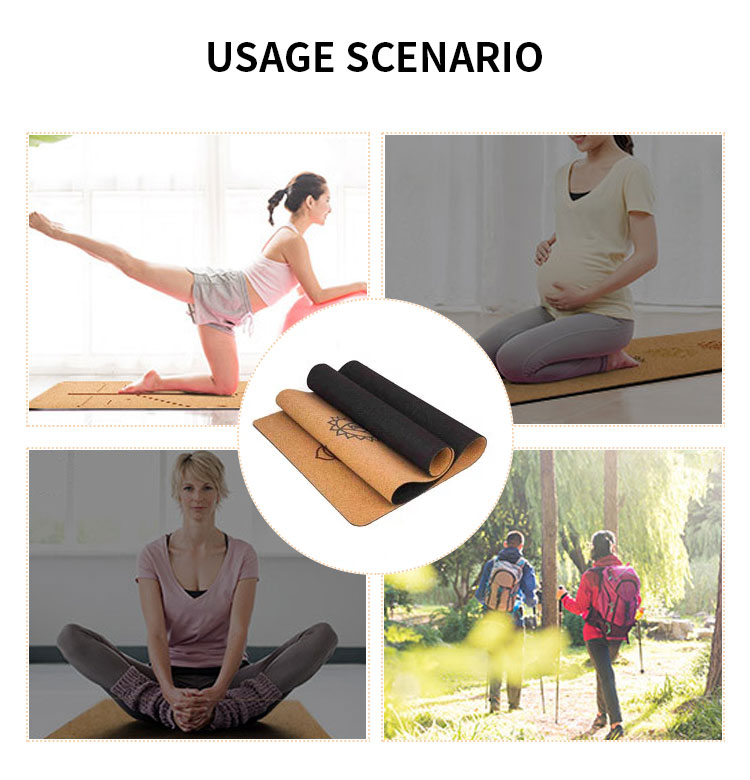 thickened fine-grained cork yoga mat set