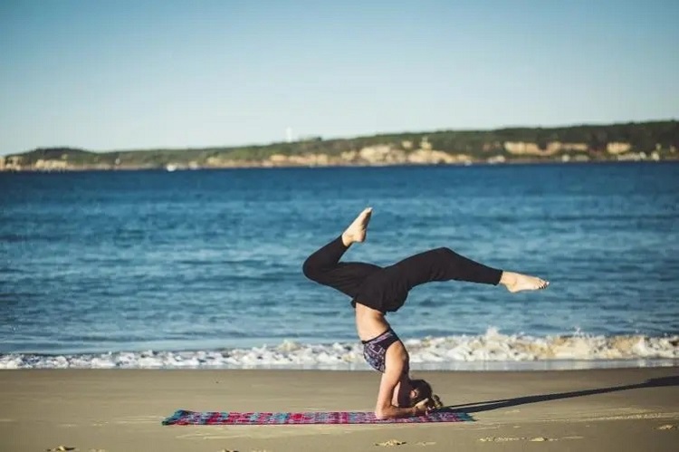 doing exercises on a yoga mat