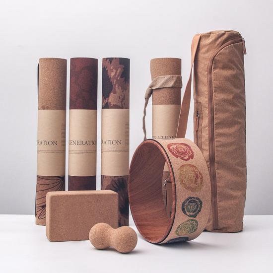 Cork yoga mat Set